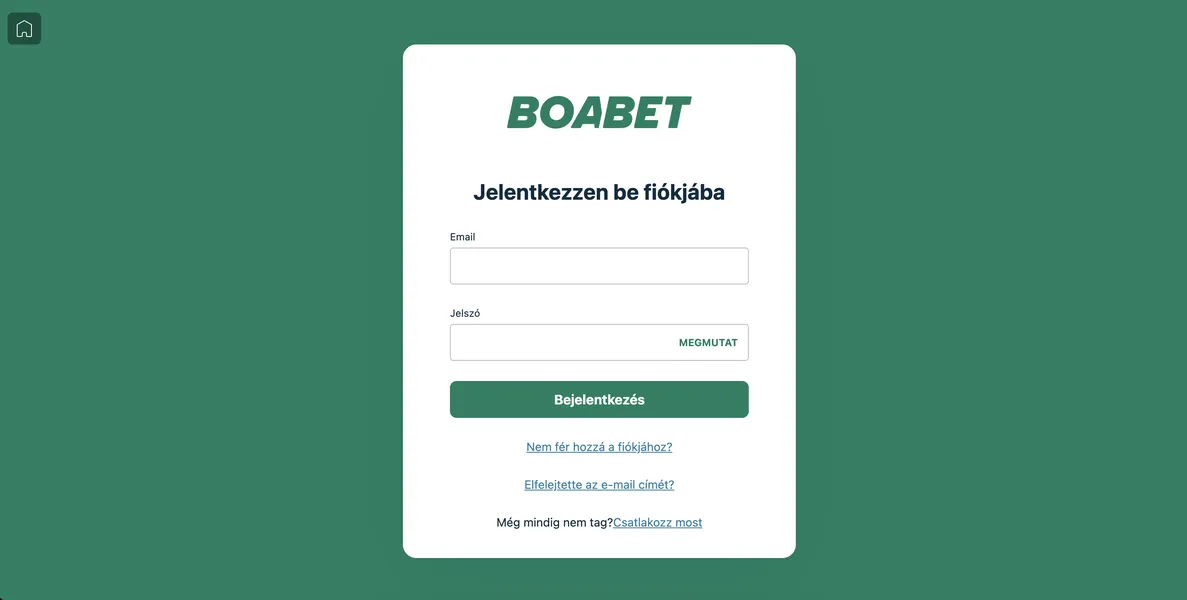 Fiókregisztráció és az első Boabet belépés